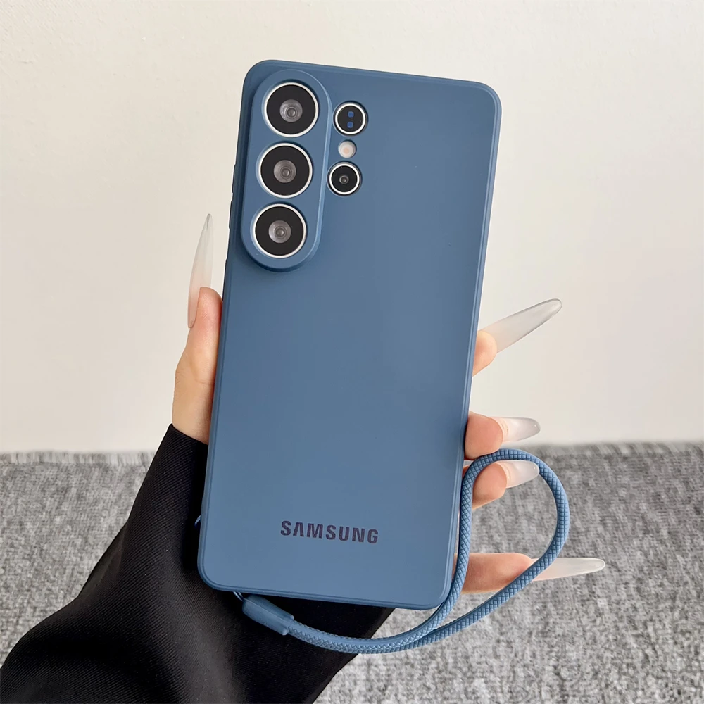 Luxuriöse flüssige Silikon-Softhülle für Samsung Galaxy S26 Ultra S25 S24 S23 S22 S21Ultra Plus S25 Edge FE stoßfeste Handgelenkschlaufenabdeckung – Detail 13