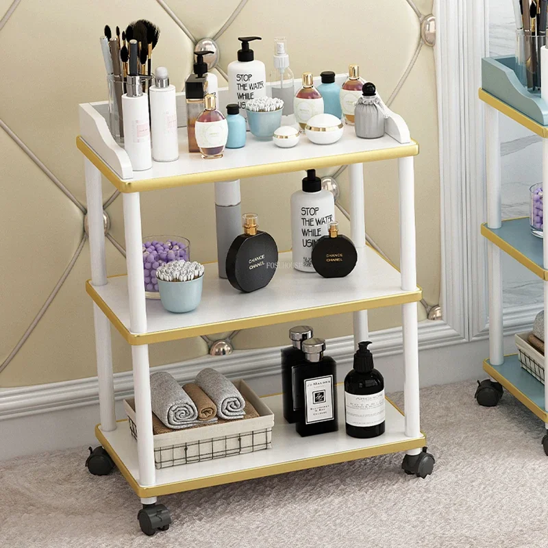 Beauty Salon Solid Wood Salon Trolleys Modern Furniture Barber Shop Special Tool Trolley Storage Rack Home Mobile Trolley