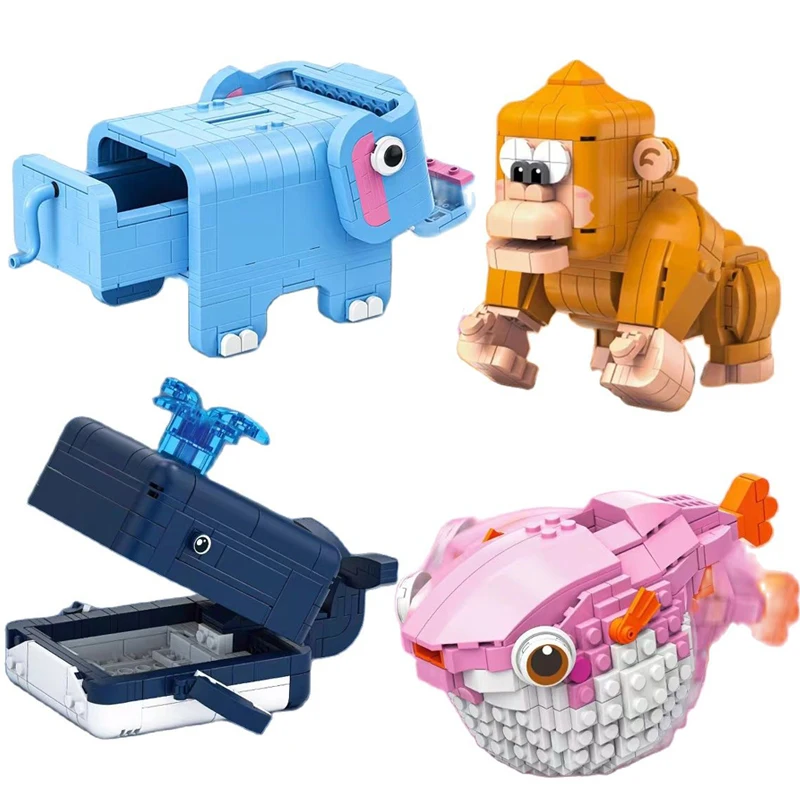 

Creative Cleaver Animal Stationery Building Blocks Desktop Elephants Whale Storage box Puffer Pen holder Bricks Children Toys