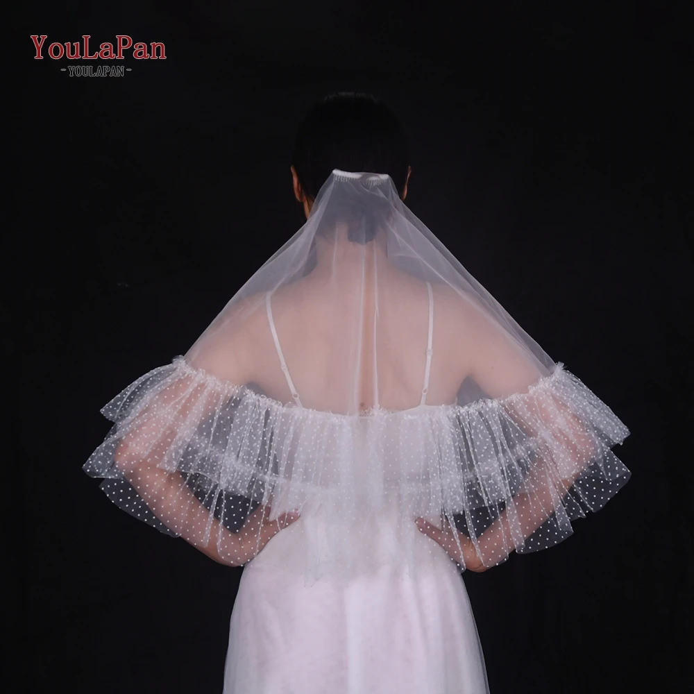

YouLaPan 2 Tiers Bridal Veils Cover Front and Back Elegant Wedding Veil Short Veil of Tulle Bride First Communion Girls V205