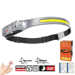 Rechargeable COB LED Headlamp with Motion Sensor (B - grey)