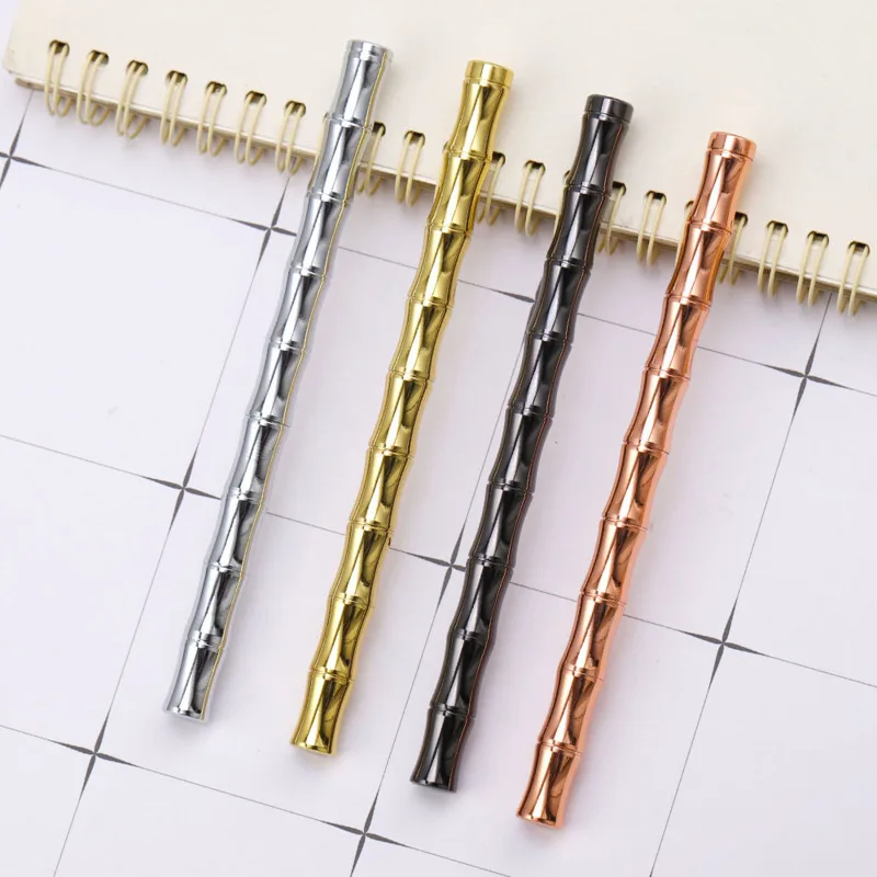 1 Piece Lytwtw's Brass Bamboo Ballpoint Pen Metal Office School Supplies Gold Rollerball High Quality Stationery Spi