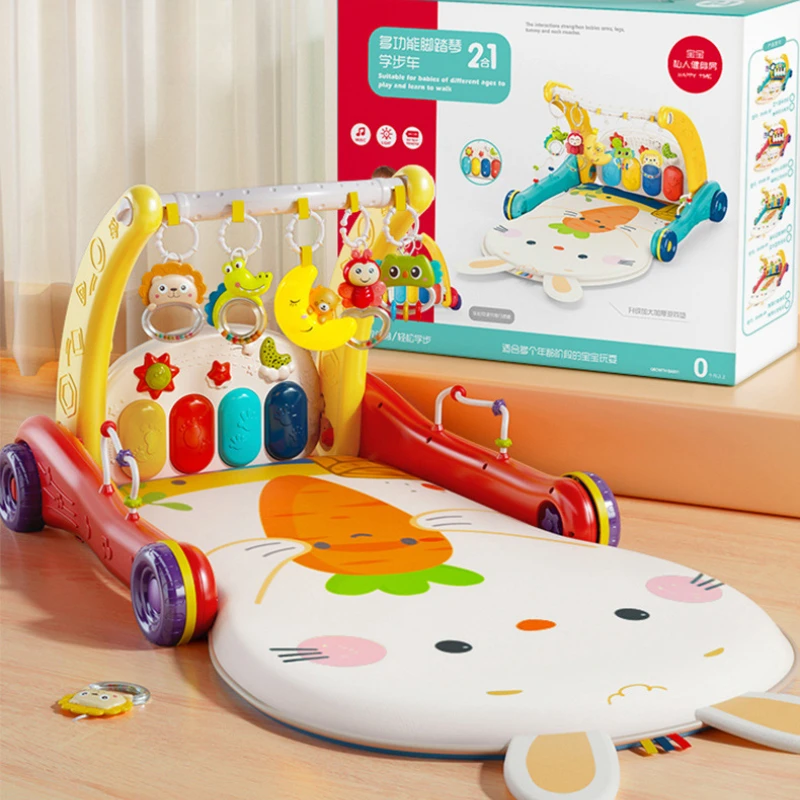 Infant Pedal Piano, Multi-functional Baby Fitness Frame, Full Moon Baby Puzzle Early Learning Toys, Dual Purpose Walker