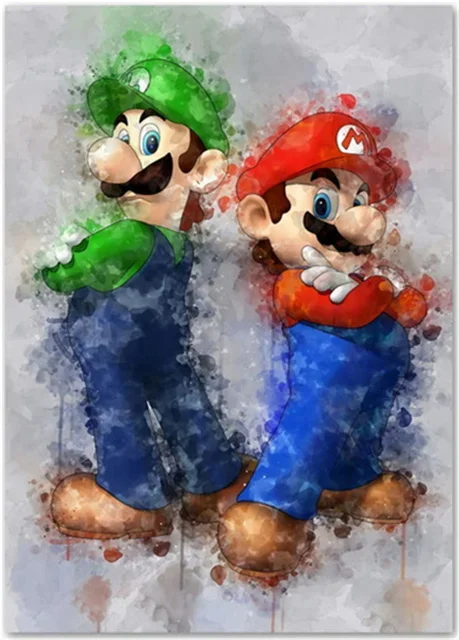 thumbnail image 1 of Personajes de anime japoneses de Bandai, lindos personajes de dibujos animados, Super Mario, lienzos de pintura, impresiones de pared para decoración de habitación de niños, 1 of 5