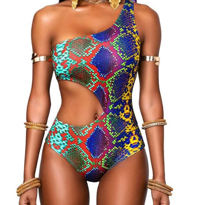 Swimsuit Waist Cutout Women Printed Bathing Suit One Shoulder Swimwear Bathing Suit Beachwear Swimming Suits Women Girls swimsuits for women