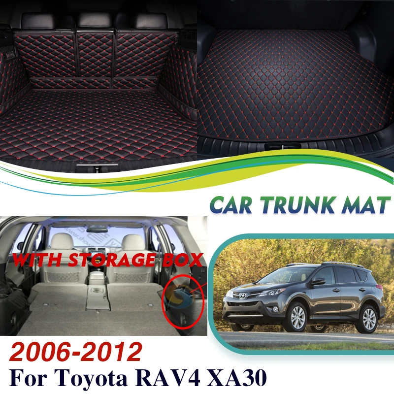 Car Trunk Mats For Toyota RAV4 Vanguard XA30 20062012 5 Seater Waterproof Pads Leather Mat Car