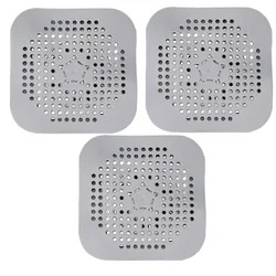 3-Piece Silicone Drain Hair Catcher and Stopper Set (Grey3pcs)