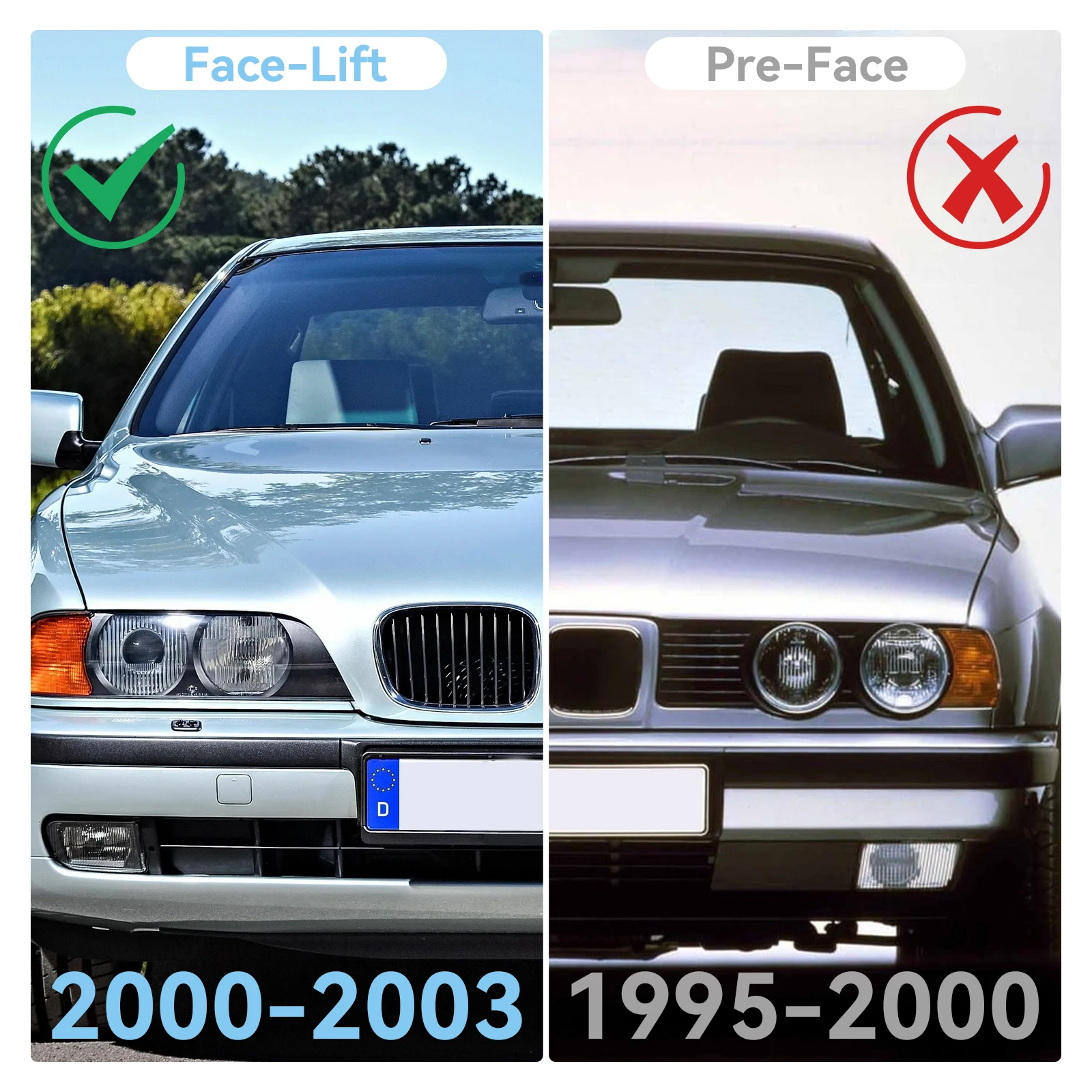 Kit De 4 Supports De Réglage De Phare Pour BMW Série 5 E39 1996-2000 - Référence 63120027924 - Plastique Blanc - 2