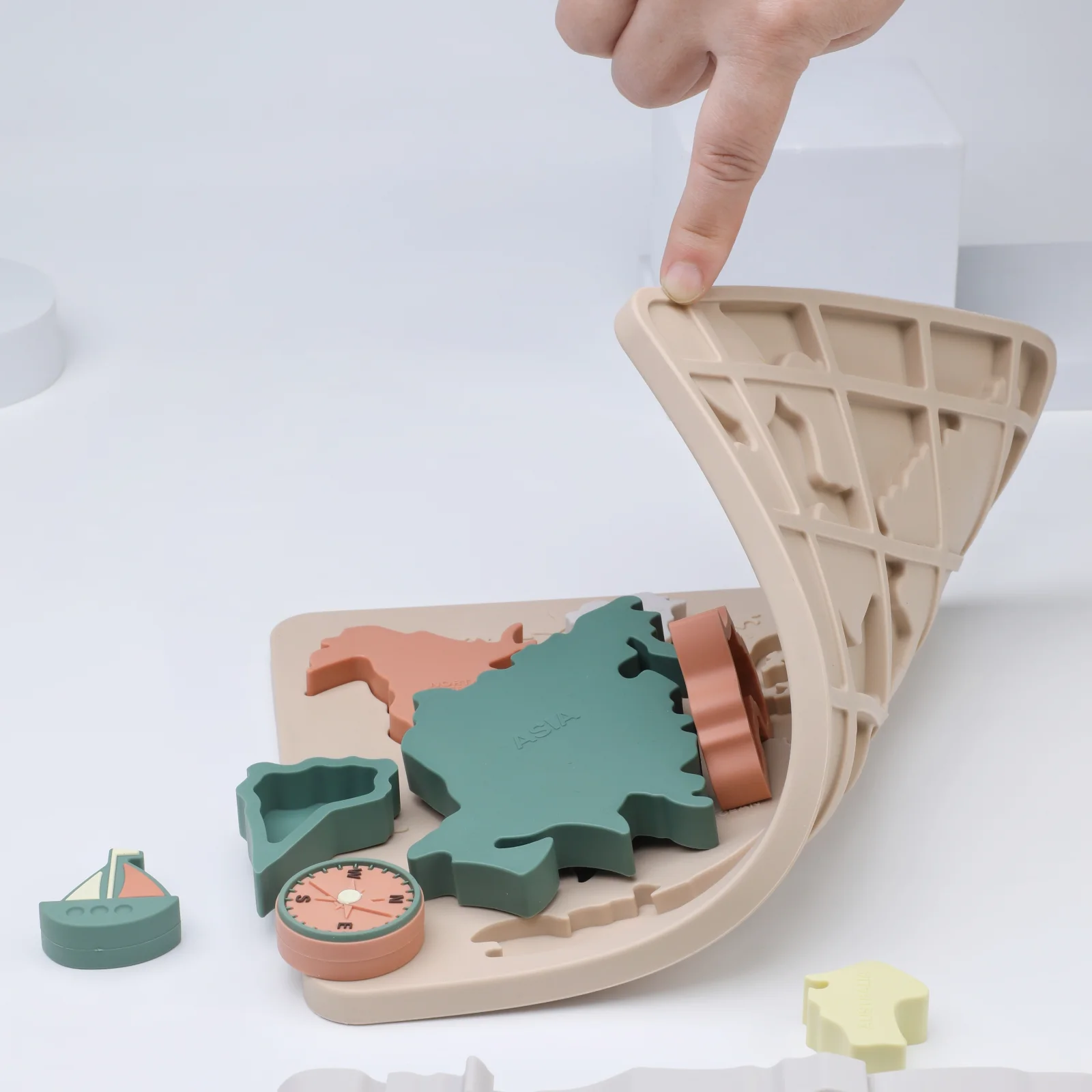 Baby Montessori Learning Educational Math Toy World Map Puzzle Toys Matching Toy Soft Silicone For Kids Children Accessories