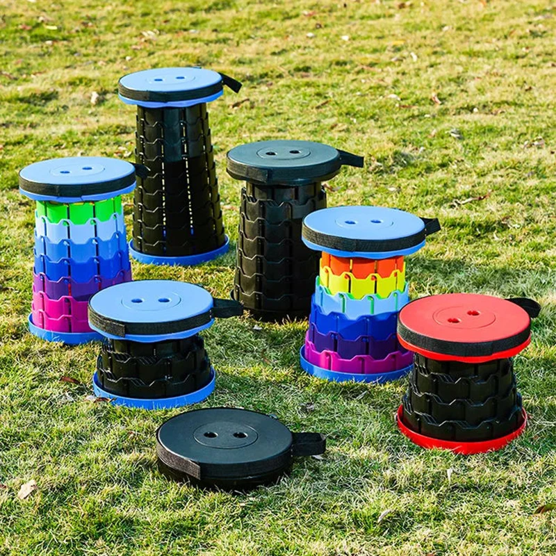Portable Round Plastic Folding Chair Accordion Chair Retractable Beach for Camping Travel Fishing Hiking Lightweight folding chair