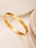 Premium Stainless Steel Water-Resistant Women's Bangle 18K Gold-Plated with Hypoallergenic Crystal-Studded Screw Pattern 2