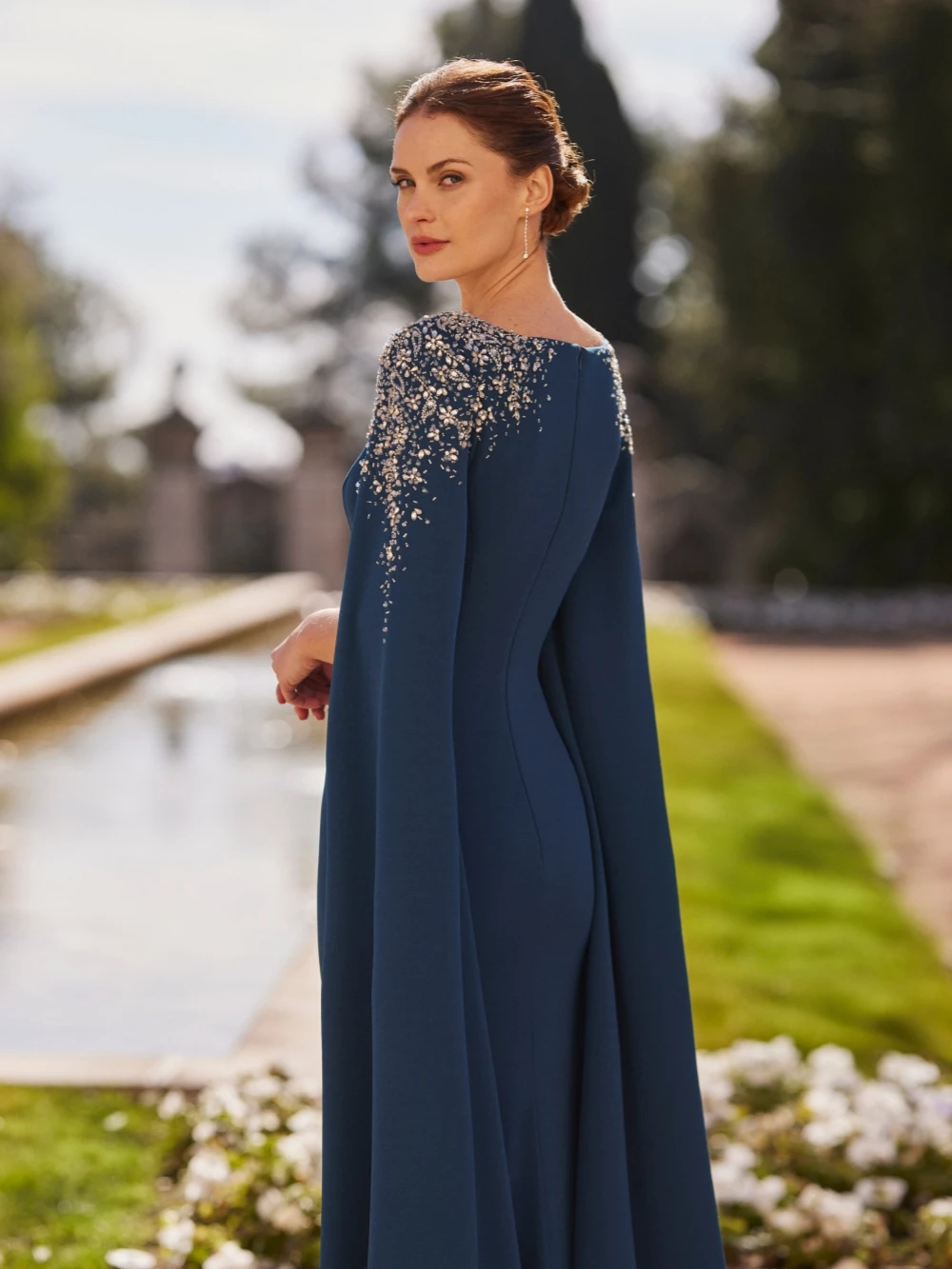 Mother Bride Dresses Modern Cap Sleeve Sparkly Beads Crystal Prom Elegant Mermaid Evening Gown for Wedding