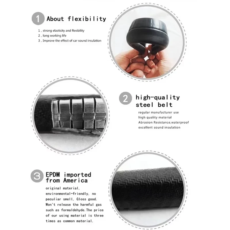 Premium Car Door Weatherproof Rubber Seal Kit - Soundproof & Waterproof Edge Trim