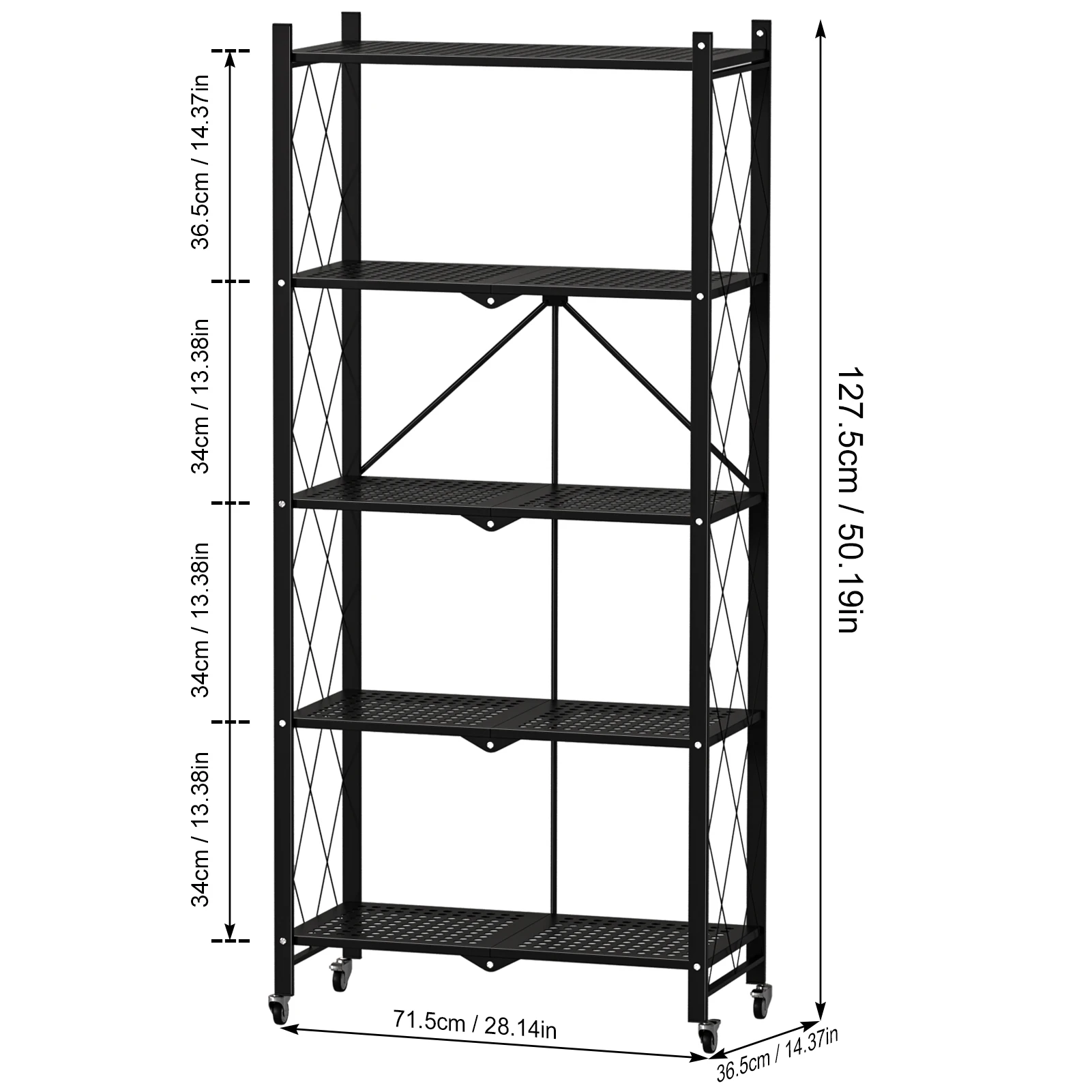 5 Tiers Tools Storage Foldable Partition Lightweight Convenient Kitchen Cabinet Storage Rack Mobile Storage Shelves for Garage 3