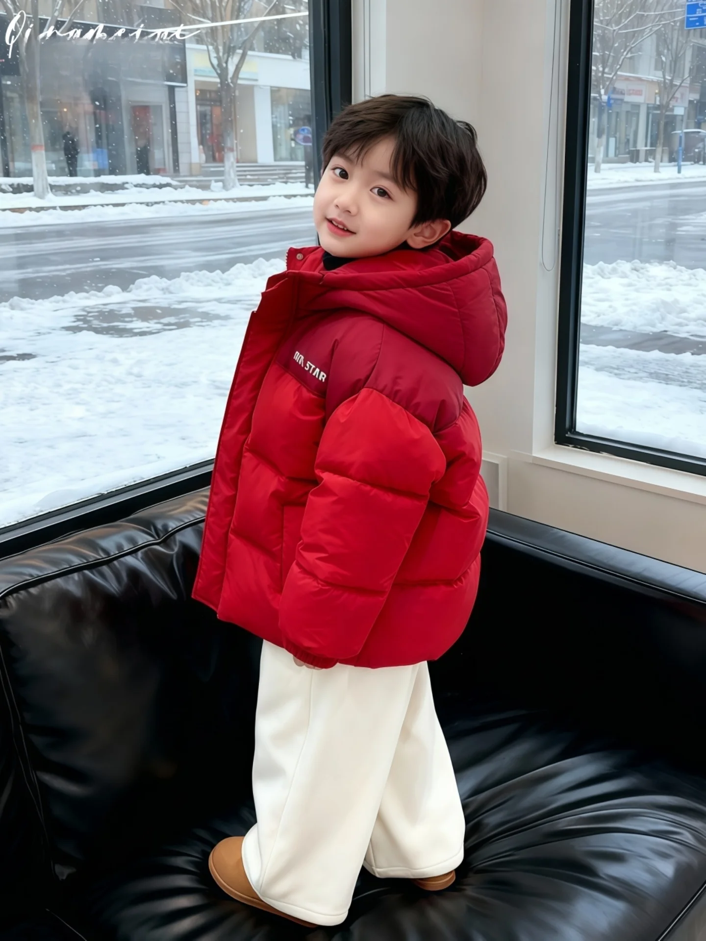 한국 스타일 두꺼운 다운 코튼 재킷 남아용 따뜻한 겨울옷 리틀 마스터 스타일리쉬 후드 폴리에스터 섬유 00%