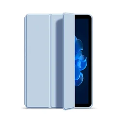 Premium Leather Stand Flip Smart Cover with Soft Silicone Case for iPad 11th  11in (Ice Blue)
