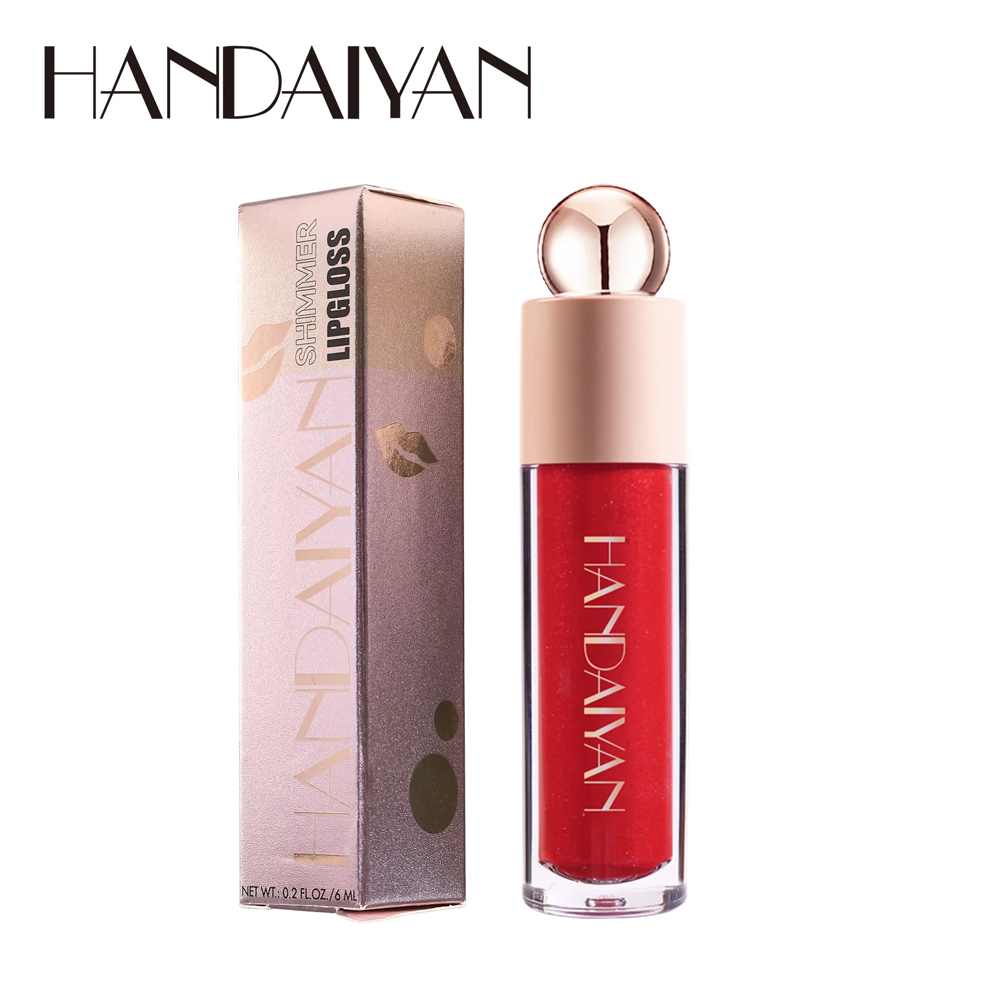HANDAIYAN 8 Shades of Glitter Lip Gloss Metallic Natural Non-stick Cup Long-Lasting Waterproof Liquid Lipstick Party Cosmetics 4