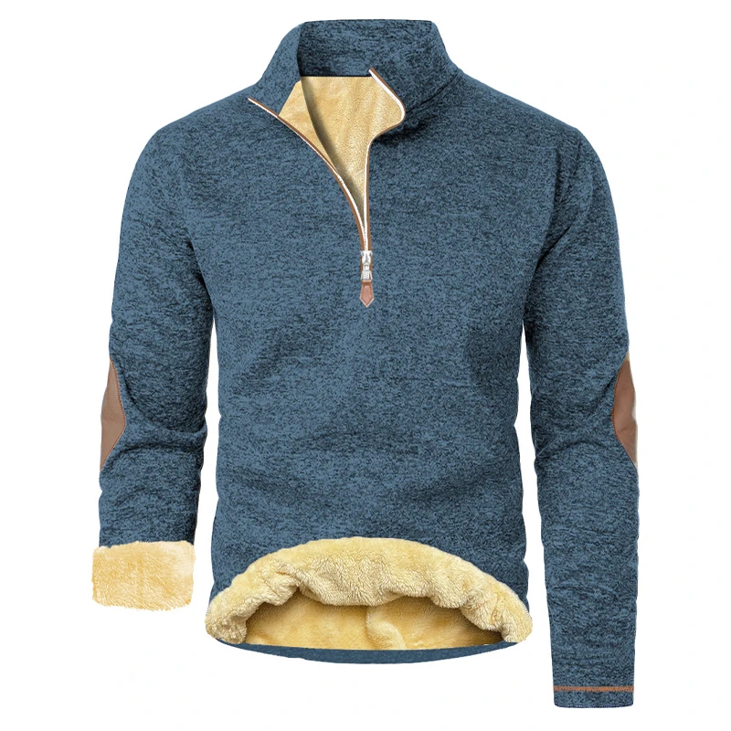 Animal Game Men's Zipper Polo Shirts Casual Sweatshirt Sherpa Lined Thermal Tshirt Heavyweight Long Winter Fleece Pullover Shirt