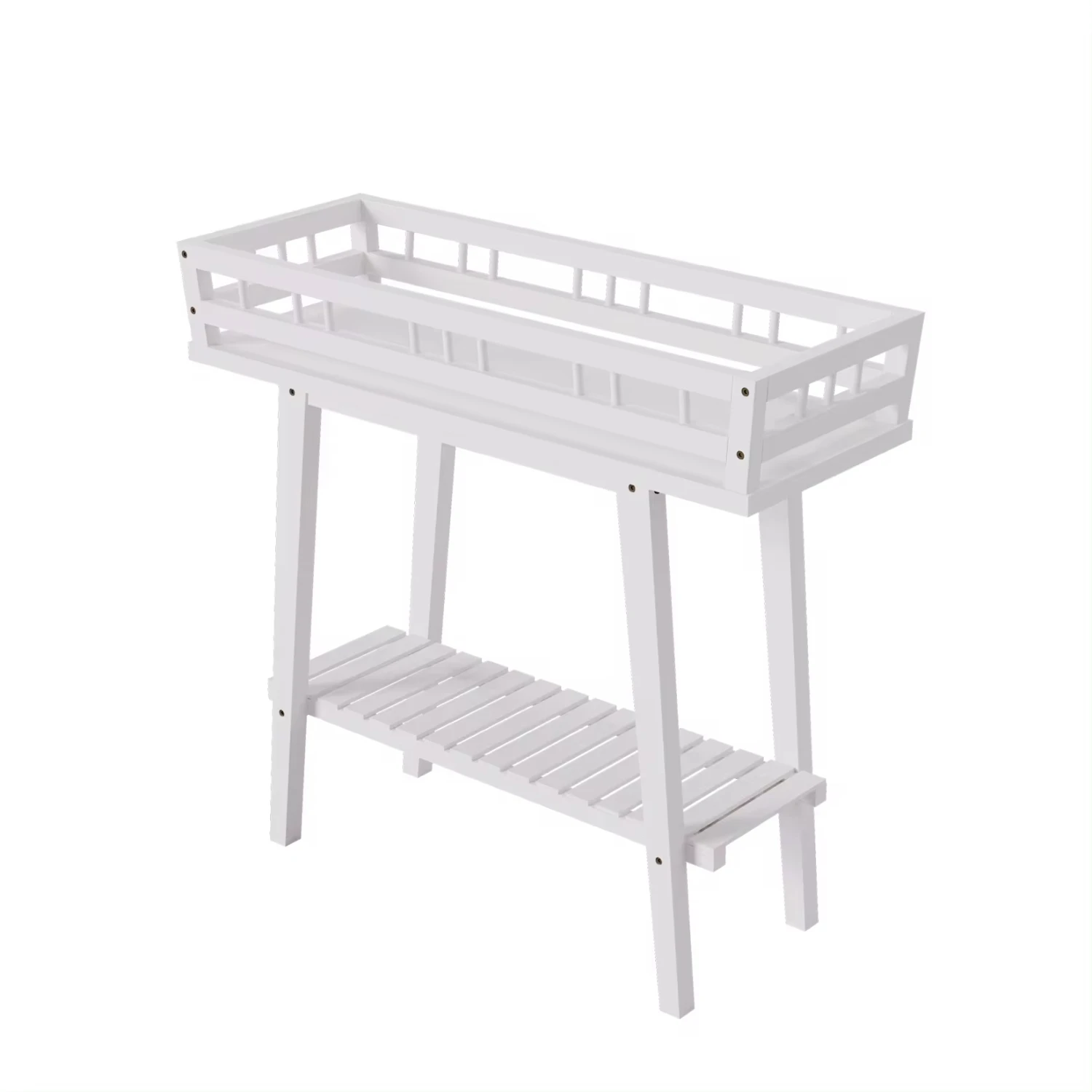 White Plant Shelf Indoor, 2 Tier Tall Plant Stand Table Multiple Plants, Window Table Plants