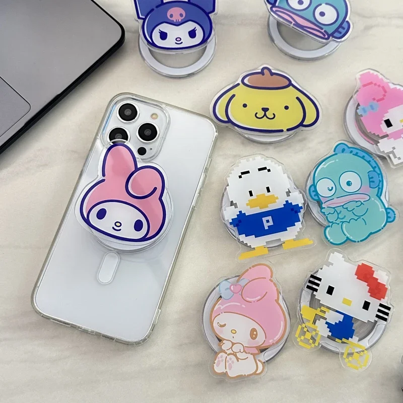 Sanrio Hello Kitty Kuromi Pochacco 멜로디 Magsafe 마그네틱 폰 그립 Tok 스탠드 iPhone 접이식 무선 충전 홀더