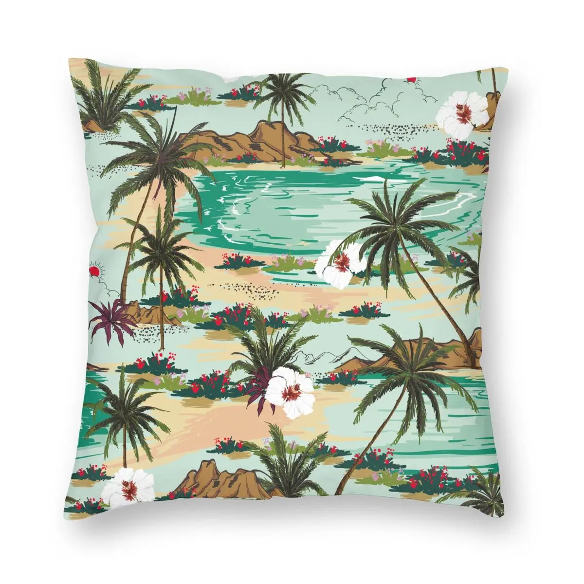 

Summer Tropical Palm Leaves Pillowcase Printing Fabric Cushion Cover Decor Pillow Case Cover Home Zippered 18''