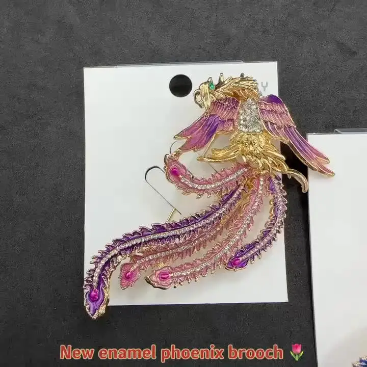 BU41　 鳥 ジェリー ビーン ラインストーン エナメル アート ブローチ 女性用ラインストーンフェニックスブローチ,ユニセックス,エナメル