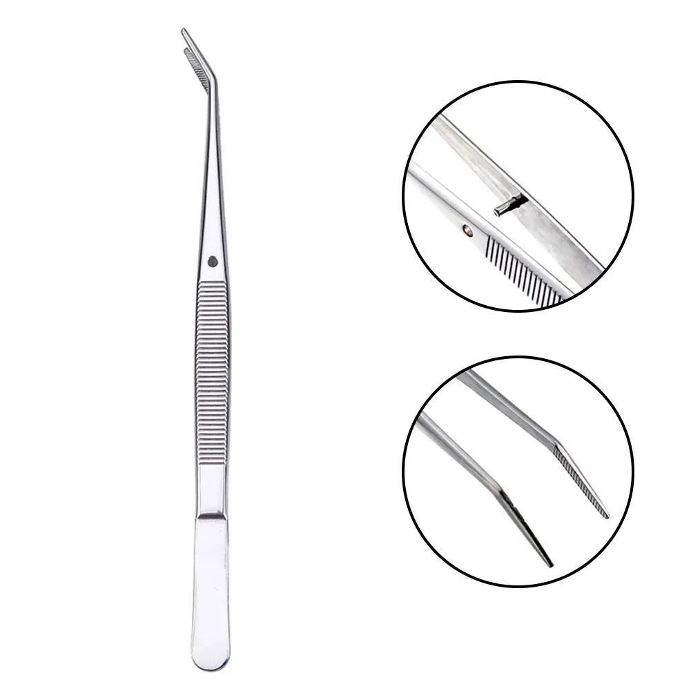 Precision Tweezers Tweezer Tool Stainless Steel With Curved Pointed Nail Art For Picking Rhinestones 15.3cm Medical Dental