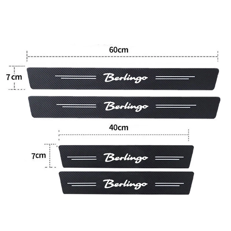 Luminous Car Doorsill Trim Anti kick Stickers Decoration for Citroen Berlingo Logo Door Threshold Protective Decals Strip Tape 2