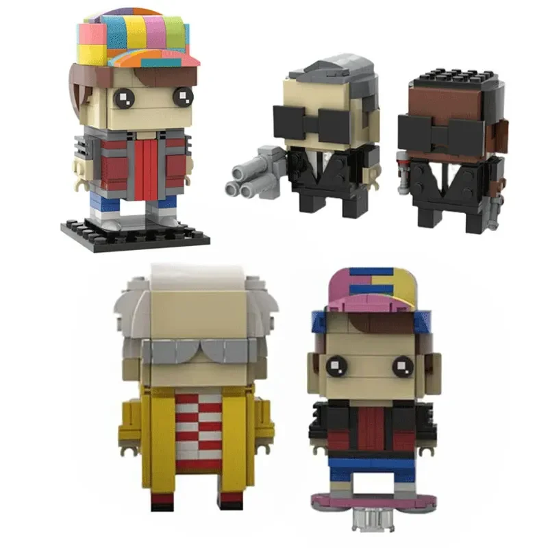 Moc Back To The Futured Doctor Brown Martied Brickheadz Building Blocks Set Film Action Figures Brick Model Toys Gifts