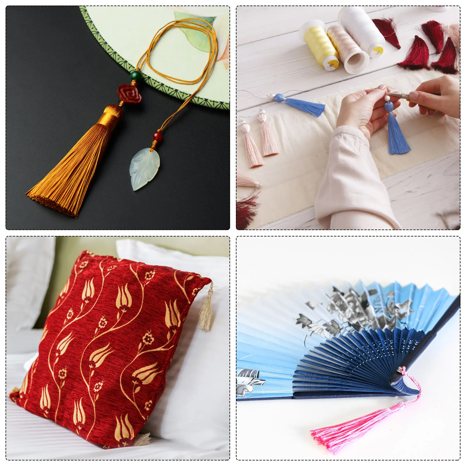 45Pcs 미니 실키 북마크 Tassels, 루프가있는 수제 부드러운 치실 공예 Tassels, 보석 만들기위한 작은 술