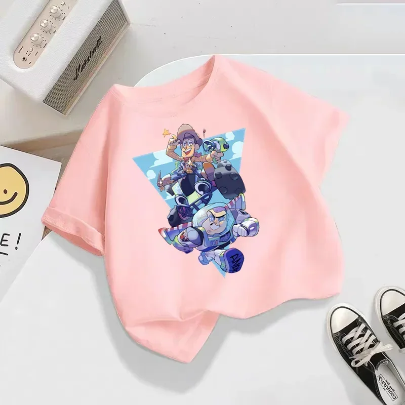 Girls' Toy Story Summer Sports T-Shirts Kids' Short Sleeved Clothing 3-14 Years Old Baby Boys' Casual Sportswear Outdoor 5