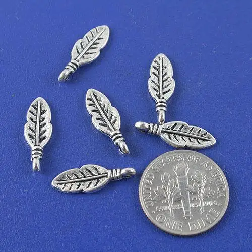 

60pcs 16x5mm, hole is 0.5mm dark silver color two sides leaf pendant H0780