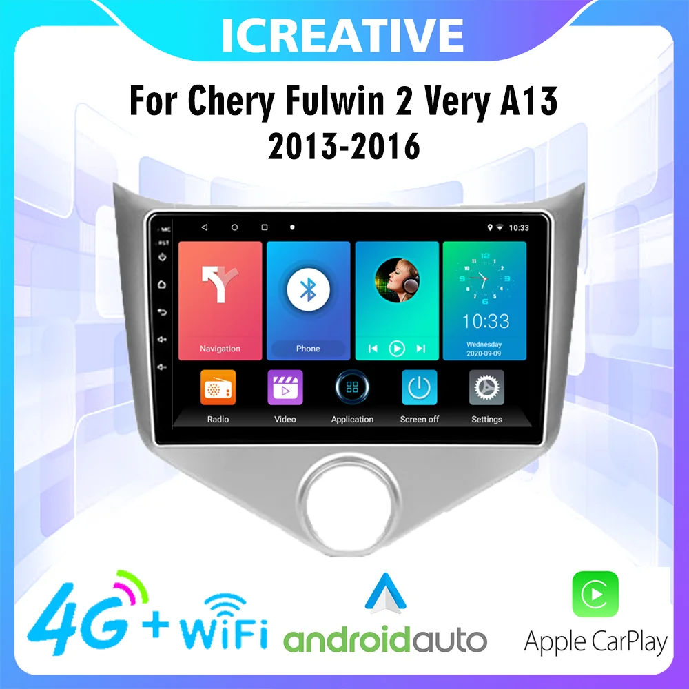 

2 Din For Chery Fulwin 2 Very A13 2013-2016 9 Inch 4G Carplay Car Multimedia Player Android Wifi GPS Navigation Head unit