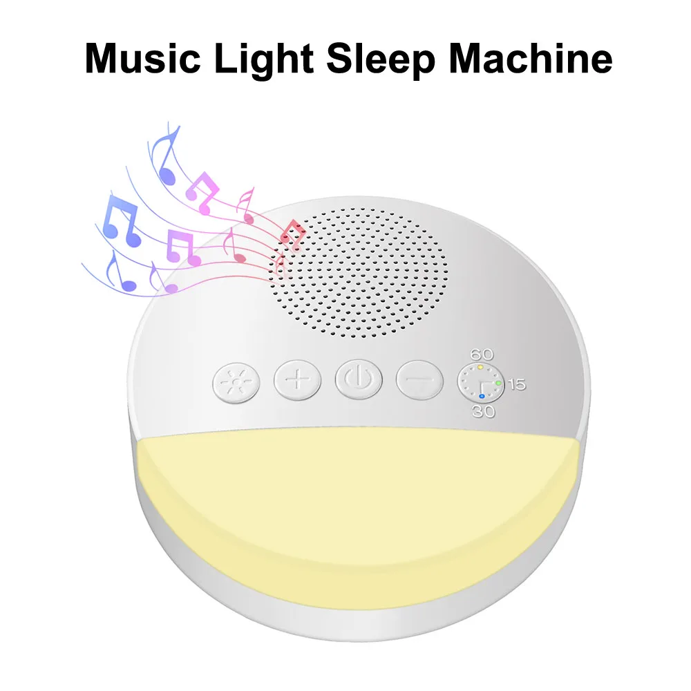 White Noise Machine Music Light Sleep Machine USB Rechargeable 20 Sounds Timed Shutdown Sleep Sound