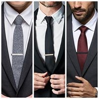 Simple Tie Clip Set Pin 5.5cm Wed Men's Tie Clip Minimalist Tie Clips And Cufflinks Necktie Metal Pins Groomsmen Gifts With Box 5