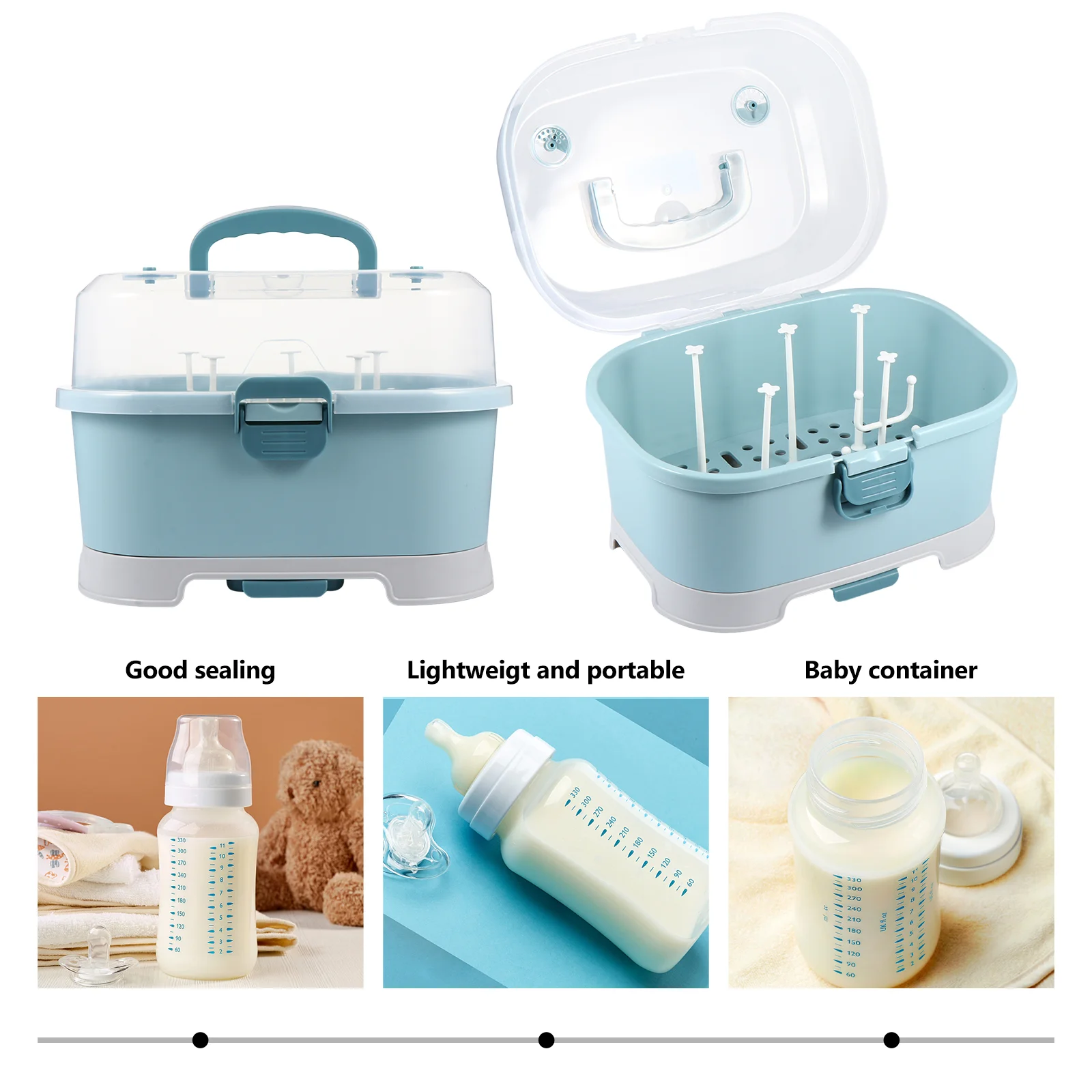 Portable Baby Milk Bottle Container Bottle Case Durable Milk Container Storage Box Travel Drainer Drying Rack Feeding