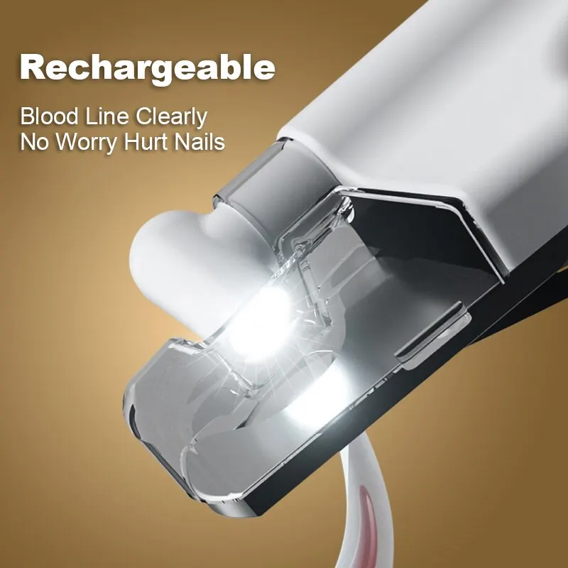 Pet Nail Clippers with Light for Dogs and Cats Rechargeable Easy and Safe Trimming with Precision Blades LED Light Pets Foot Trimmer