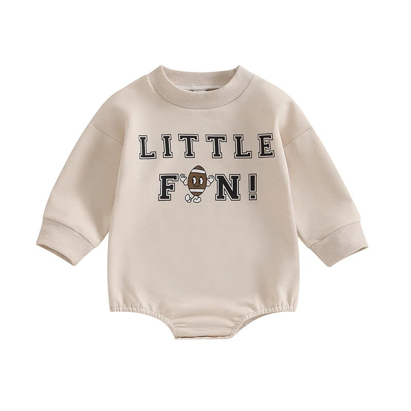 Baby Long Sleeve Rompers Infant Casual Letter Print Round Neck Bodysuit Newborn Loose Fit Jumpsuits