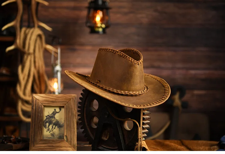 کلاه کابوی دستساز چرم طبیعی Crazy Horse 22 S8a5b447f829840289f3d429e01e8157bo