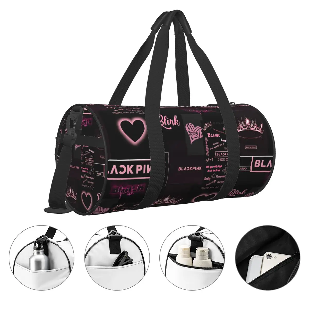 Blacks Girl Pinks Group K-Pop Gym Bag Portable Sports Bags with Shoes Swimming Design Handbag Funny Fitness Bag For Men Women 4