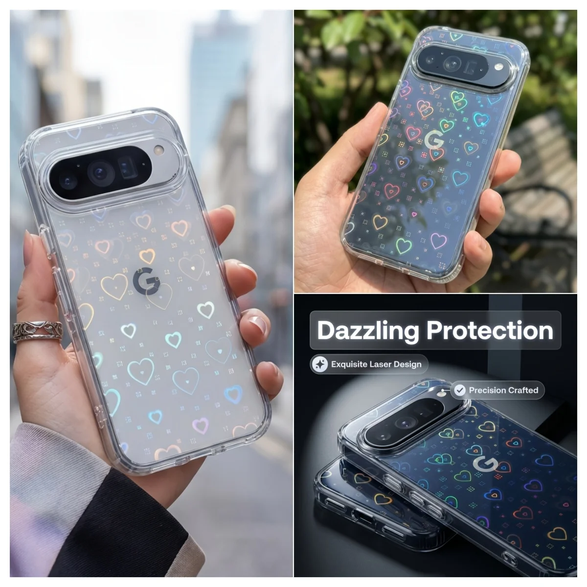 Laser Colorful Transparent Love Design Phone Case - Small Protective Cover