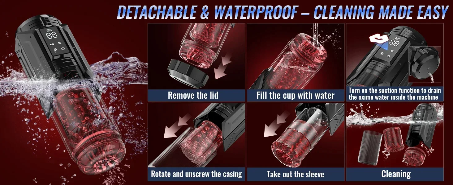 HeartCaptor Electric Male Masturbator Cup with 7 Modes LED Display Rechargeable Silicone Stroker - Details 16