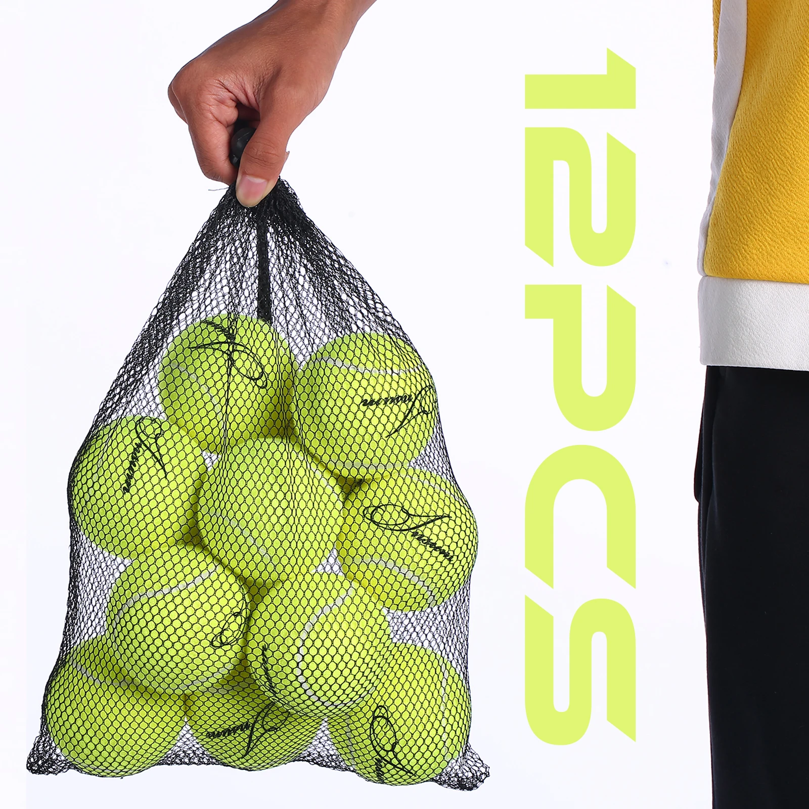 INSUM-Tennis Balls for Beginner Pet Dog, Tennis Ball, Practice Training Balls with Mesh Bag, 12Pcs