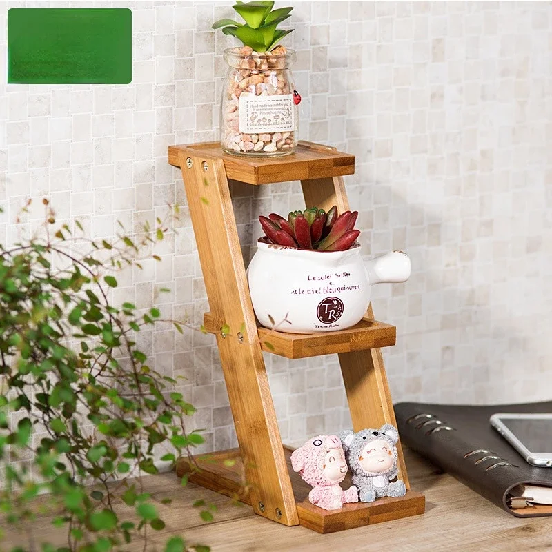 

Plant Stand Desktop Compact Flower Stand Multi-layer Wood Triangular Structure Wild Scene Rack for Plants Indoor Pots Stand