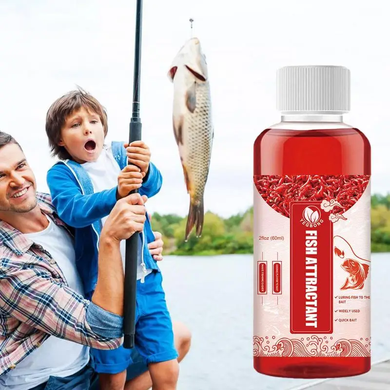 60Ml Red Worm Fishing Lures Fishing Attractives Enhancer Fish Food Per Carpa D'Acqua Dolce Crocian Carp Tilapia Eel Trout Snapper