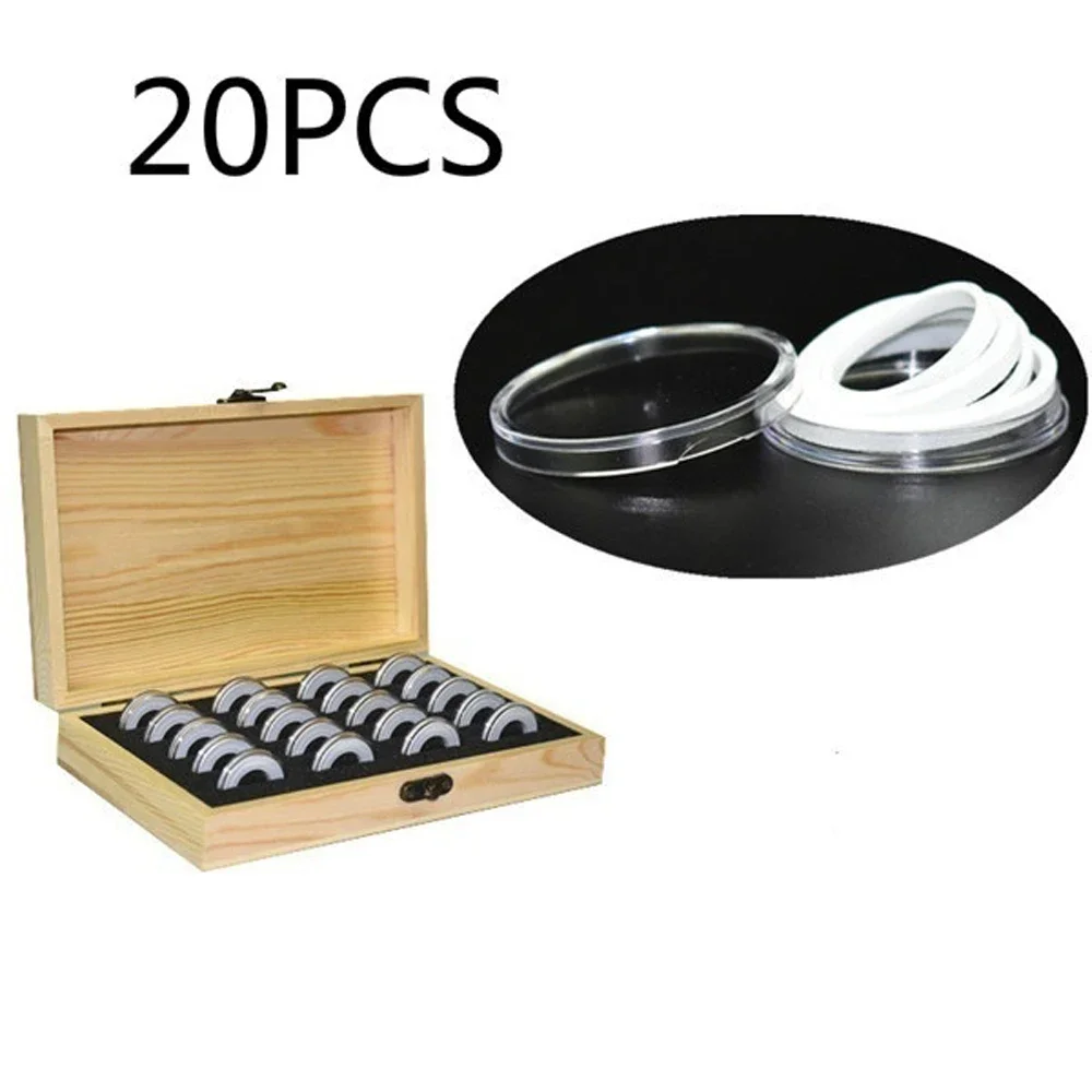 Pine Wood Coin Holder Coins Ring Wooden Storage Box 20/30/50/100pcs Coin Capsules Accommodate Collectible Commemorative Coin Box 5