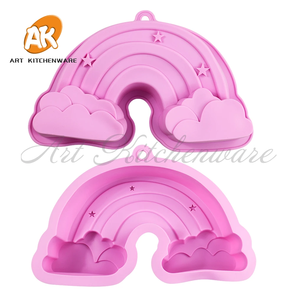 

Big Rainbow Silicone Mold Cake Chocolate Mould Handmade Soap Candle Model Mousse Cake Decorating Tools Kitchen Bakeware