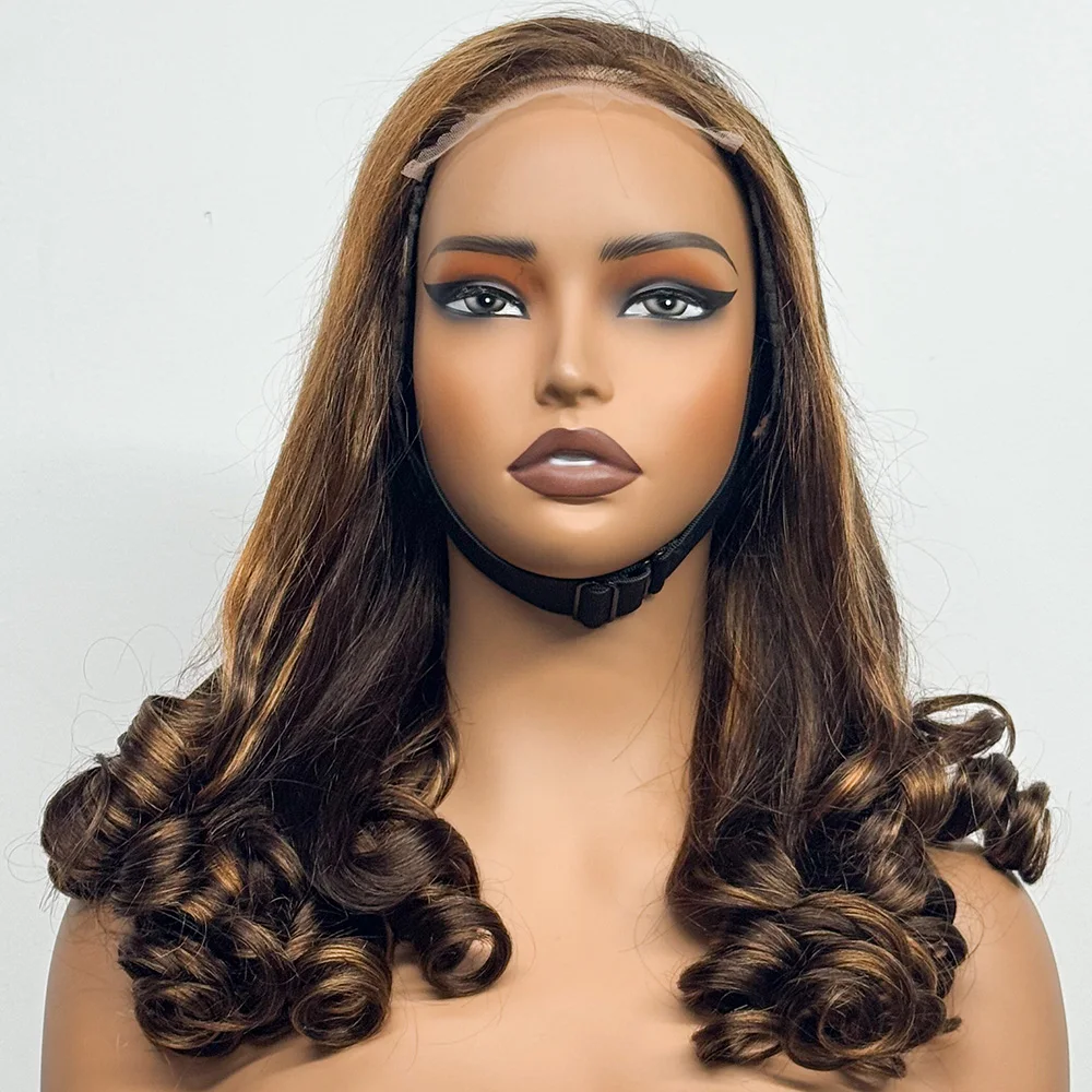 300% Density Glueless Wig 5X5 Transparent Lace Frontal Closure Wig Spiral Curl Side Part Human Hair Wig Loose Curly Wigs 22Inch