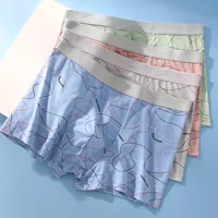 Sous-vêtements homme 2025 caleçon à quatre coins doux pour la peau confortable imprimé géométrique garçons boxer pour hommes vêtements 4