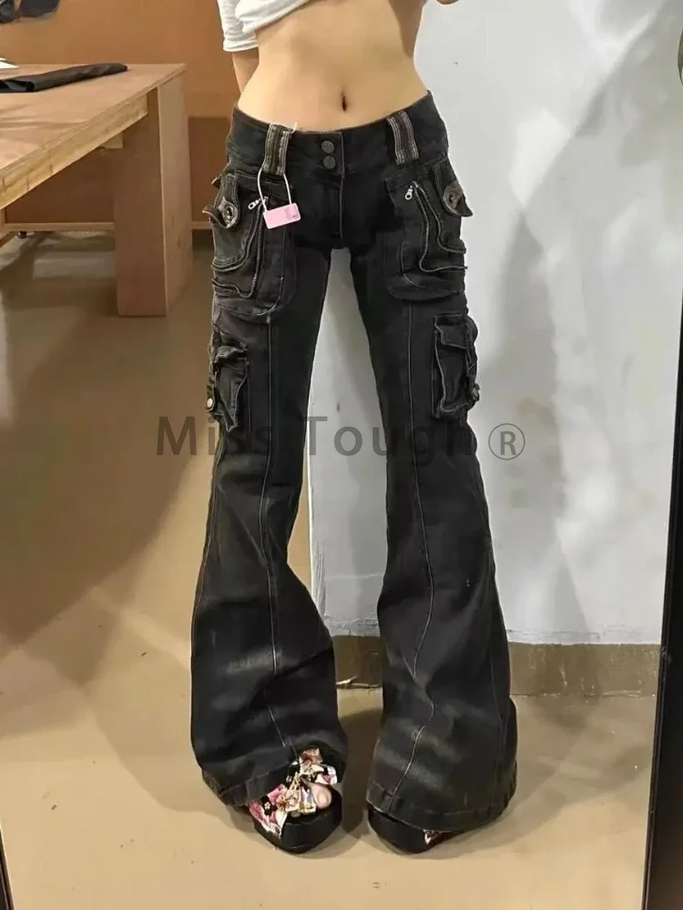 パンツ gimmick cargo pants low rise grunge y2k Low Rise Cargo Pants with Pockets - Y2K Streetwear, Vintage
